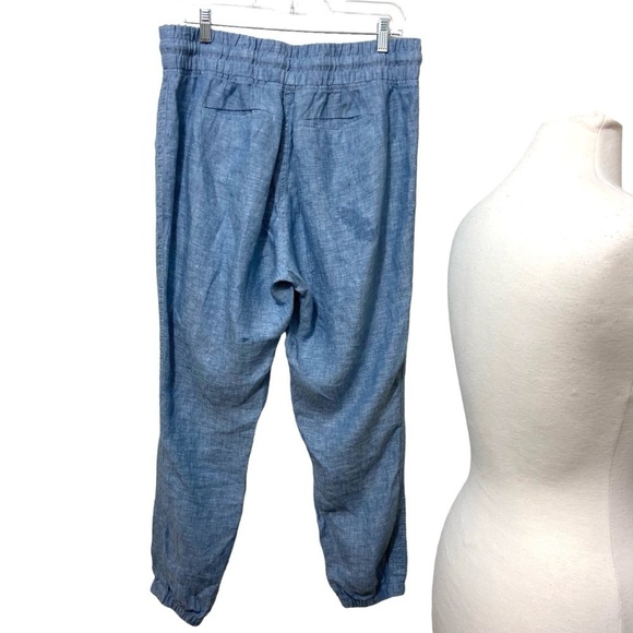 ATHLETA Cabo Linen Jogger Blue Elastic Waist Sz 14 - Picture 5 of 10